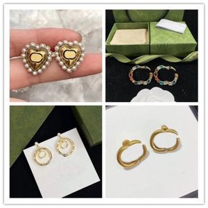 Öronningar för kvinnor smyckesdesigners studörhängen brev guld studs mode lyxys pärla älskar örhänge 925 silver boucles box 22062777