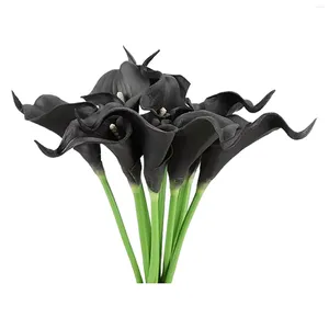 Dekorative Blumen, 20 Stück, Lilien-Simulationsblume, Kunststoff, künstliche schwarze Calla, Haushalt, Zimmer, El-Arrangement, Dekoration