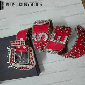 2023 مصمم حزام أزياء أحمر جديد BB سيمون للأحزمة للرجال النساء اللامع الماس الأسود Cintura Uomo Boosluxurygoods222h