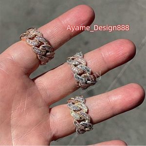 Echtgold 10K 14k 18k Iced Out kubanische Ringe Hip Hop Schmuck VVS Moissanit Diamant Zeigefingerring