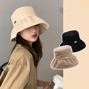 Wide Brim Hats Summer Women Bucket Cap Solid Color Big-brim Panama Sun Hat For Female Korean Outdoor Beach Foldable Fisherman Caps