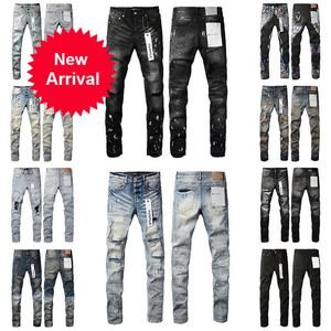 Jeans viola Uomo Donna Jeans di alta qualità Design alla moda Motociclisti strappati in difficoltà Jeans cargo da donna Pantaloni neri G