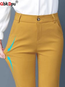 Slim Skinny High midja Elastic Pencil Pants Overiszed 75 kg Women AnklElendenlenders Casual Spring 2024 Office Formal Pantalon 240304