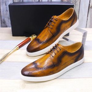 Casual Shoes RECOBA Men Men's Shoe Rubber Solid Shallow Cow Leather Latex Social Male Price