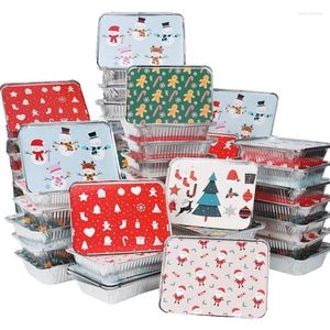 Estrarre contenitori di carta stagnola usa e getta per alimenti in alluminio natalizio per contenitori per avanzi di festività o scambio di biscotti 8,5 