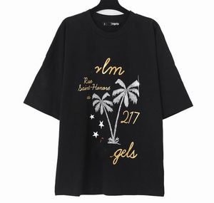 デザイナーラグジュアリーパームアングルシャツパームアングルブランドココナッツツリーカップル半袖パームパームTシャツパターンインクジェットベアグラフィティレター印刷カジュアルTシャツ854