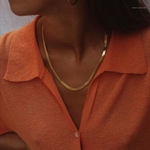 Catene 2021 Vendita di collane girocollo con catena a spina di pesce placcata in oro 18k per le donne Dichiarazione sul collo Female264Y