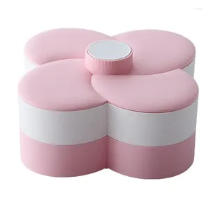 Take Out Containers Candy And Nut Container 6-Compartment Petal-Shaped Plastic Food Storage Lunch Double-Layer Box With Lid
