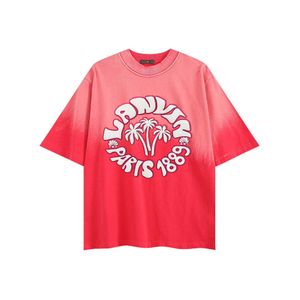 23ss primavera/verão marca de moda americana tie dye série carta impressa lazer dos homens e das mulheres em torno do pescoço manga curta camiseta