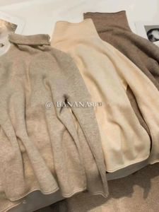 100 Pure Cashmere Sweater Womens Turtleneck med Autumn Winter Pile Neck Rolled Edge Bottom Knitwear 240229