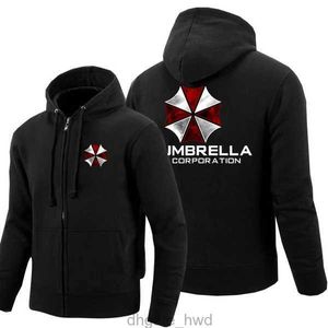 Filme Moda R-Resident E-Evils Zipper Hoodies para Homens Impressão Guarda-chuva Moletons de Lã Jaquetas de Inverno Roupas Masculinas Tops com Capuz