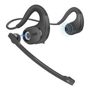 Bluetooth with Removable Microphone, Noise Cancelling Wireless Headset Phones Laptop Computer PC, Open Ear Headphones for Office Meeting Running