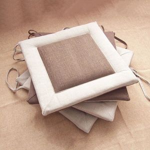 Linen Tatami Cushion Japanese Patchwork Pad Office Garden Back Sofa Pillow For Patio Buttocks Chair Seat Dining Square Cushion 201252S