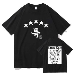 Stray Kids 5 Estrelas Camiseta Homens Mulheres Harajuku