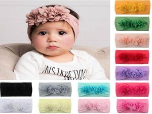 Spetsblomma Bow Hair Band Kids Toddler Solid Headwear Baby Grils Po Props Tool6588790