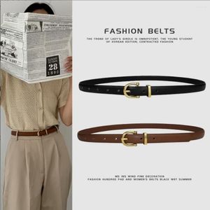 Belts Fashion Thin Leather Belt For Women Black White Brown High Quality Metal Buckle Waistband Female Girls Pants Jean Waist262q