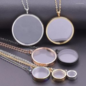 Pendant Necklaces 1Pc Inner Size 10-40mm Clear Round Memory Floating Locket Women Glass Coin Holder Relicario Collares Jewelry