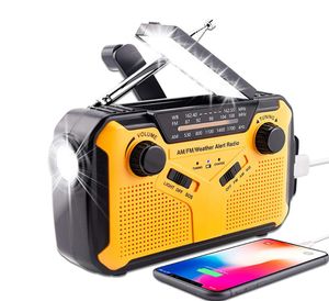 Emergency Radio 2500Mahsolar Portable Crank Amfmnoaa Time Mottagare med ficklampa och mobiltelefonladdning Läsningslamp8818739