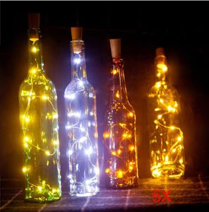 5 Stück 2 m 20 LED Weinflaschen-Licht, Kork-Form, Batterie-Kupferdraht-Lichterkette für Flasche, DIY, Weihnachten, Hochzeit und Party-Dekoration