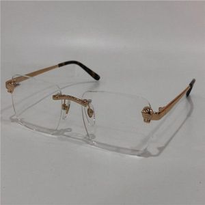 2018 Nya modedesigner Optiska glasögon och solglasögon 01480 Square Rimless Frame Transparent Lens Animal Ben Vintage Simple ST2997