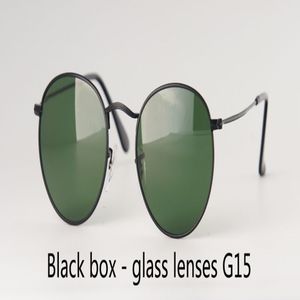 Hela högkvalitativa män kvinnors solglasögon varumärkesdesigner metall ramglasslins runt solglasögon UV400 Goggle med fall 209V