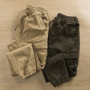 Stylish Men Trousers Solid Color Elastic Waist Long Lifespan Men Outdoor Cargo Trousers Pure Color Casual