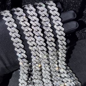 15mm Micro Pave Prong Cuban Chain Halsband Fashion Hiphop Full Iced Out Rhinestones Jewelry for Men Women249Z