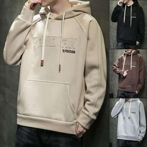 Hooded hoodie bomull långärmad t-shirt med tredimensionell broderi trend casual herrkläder