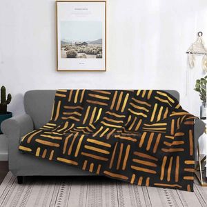 Blankets Weave Black And Gold Pattern Arrival Fashion Leisure Flannel Blanket Mudcloth Mut Cloth African Woven Mali Bogolan Bo256T