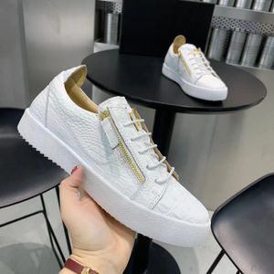 Elegant Brand White Black genuine leather mens casual shoes Portofino zipp lace up flats Skateboard Low top trainers Runner Trainers Technical size38-46BOX