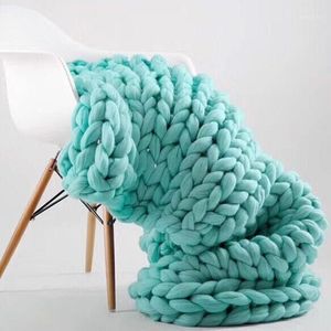100x180cm Fashion Hand Chunky Wool Knitted Blanket Thick Yarn Merino Wool Bulky Knitting Throw Blankets Chunky Knit Blanket1269s