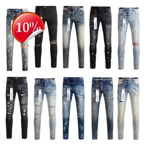 purple jeans designer jeans for mens purple brand jeans hole skinny motorcycle Trendy Ripped patchwork hole all year round slim legged Sdouc O