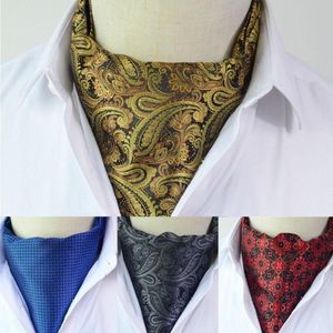 Cravatte da uomo vintage a pois da sposa formale cravatta ascot stile britannico gentiluomo poliestere seta cravatta paisley292s