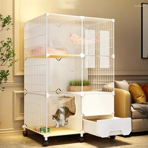 Cat Carriers Home Indoor Cages With Litter Box Integrated Villa House Simple Super Large Free Space Pet Products