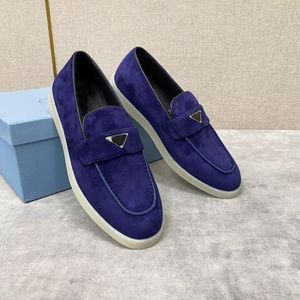 2024 Summer Walk Casual Shoe Men's Loafers Dress Sneakers Shoes Man Flat Low Top Suede Cow Leather Oxfords Suede Moccasins Rubber Sole Gentleman Footwear