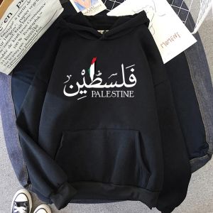 스웨트 셔츠 팔레스타인 까마귀 패션 여성 하라주 쿠 미학적 그래픽 팔레스타 나 후드 클래식 유니세진 빈티지 후드 풀오버 스웨트 셔츠