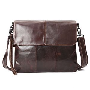 Модная винтажная сумка через плечо из натуральной кожи, высококачественная коричневая повседневная сумка через плечо для мужчин, деловая сумка большой вместительности243U