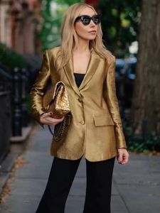 Autumn Straight Blazer for Women Fashion Glitter Luxury Blazer Woman Long Sleeve Office Womens Blazers in Outerwears 240229