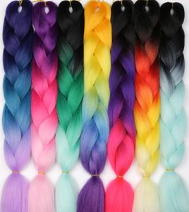 Xpression Braiding Hair Kanekalon syntetiska virkade flätor 24 tum 100g ombre två ton jumbo flätor syntetiska hårförlängningar2553672