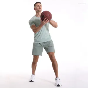 Мужские шорты, летние однотонные повседневные спортивные свободные быстросохнущие капри, дышащие баскетбольные тренировочные брюки для фитнеса и фитнеса