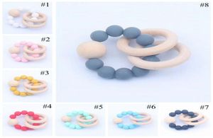 Baby Teether Pierścienie Klasa spożywcza Buk ząbek Pierścień Soothers Do żucia Zabawki Prysznic Gra do żucia drewniana koralika Nowonarodzona silikonowa Teet7214220