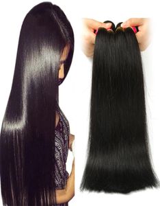 Nieprzetworzone peruwiańskie proste włosy 3 lub 4 pakiety oferują peruwiańskie dziewicze ludzkie włosy przedłużenie Brazylijskie proste ludzkie włosy Weave N1460760