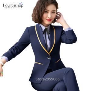 Dräkt Office Lady Formal Suits Women Business Work Wear 2021 Nya kläder Uniform Pantsuits Female Autumn Winter Elegant Blazer Set