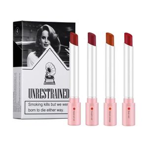 4 färger Creative Cigarette Lipstick Set Matte Långvarig vattentät Matt Lip Stick Tube Naken Röd Velvet Lip Tint Makeup 240301