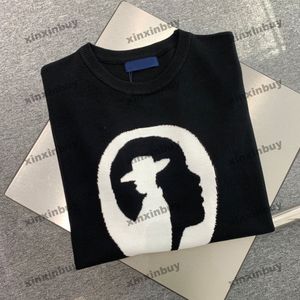 Xinxinbuy Мужская дизайнерская футболка 2024 Портретный узор с буквенным принтом Жаккардовая футболка с коротким рукавом из хлопка женская серая, черная, белая, S-2XL