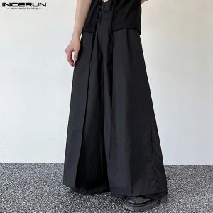 Hosen 2023 Männer Weitbein Hosen Feste Farbknopf übergroße Hosen im koreanischen Stil Männer losen Jogger Streetwear Casual Long Hosen Incerun