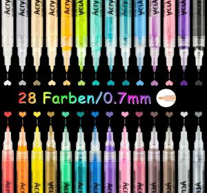 Suprimentos de pintura Caneta marcador de tinta acrílica 28 marcadores de arte coloridos escritos em tela metal cerâmica madeira plástico y2007097511770