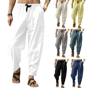 Primavera dos homens jogger linho calças largas dos homens algodão oversize streetwear masculino outono yoga casual sweatpants 240305