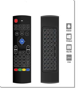 MX3 Bakgrundsbelysning trådlöst tangentbord IR -lärande 24G fjärrkontroll Fly Air Mouse LED Backbelyst handhållare för Android TV -låda med VoiceA52617788