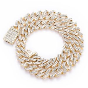 High Quality Iced Out Chain Men Jewelry Hip Hop New Micro Pave Rhinstone 15MM Cuban Link Chains Big Heavy Chunky Necklace2410